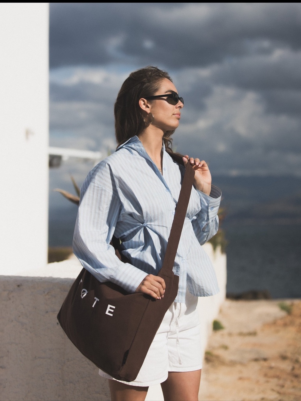 TØTE Brown Canvas Crossbody Tote Bag 17” Laptop NWT Work Travel Bag
